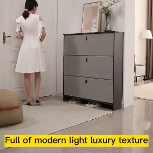 【Sg Ready Stock】17/24cm Shoe Cabinet Outdoor With DoorTall Slim Shoe Cabinet Slim NarrowUltra Thin Shoe Cabinet，Flip Waterproof Shoe Cabinet With Door，Ultra Slim Shoe Rack Outside Door With Cover -With Door 鞋柜 鞋架 翻斗鞋柜