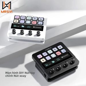 Bàn Phím Macro Tùy Chỉnh MRSVI N4 Stream Deck Với Giá Đỡ Có Thể Điều Chỉnh Dải Cảm Ứng 10 Phím Giao Diện Bốn Núm Xoay Cổng Kép USB-C & USB-A Dành Cho Máy Tính Để Bàn