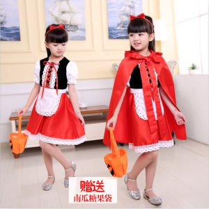 Princess Dress Costume Halloween Performance Girls Baby Clothes Red Riding Hood Outfit Cotton Traditional Chinese Stage Costume