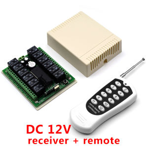 DC 12V 12CH RF Wireless Remote Control Switch System 433MHz Receiver & Transmitter with 12 Relay Output