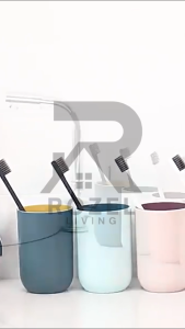 ROZEL Gelas Tempat Sikat Gigi dan Kumur 2 Warna Cangkir Minum Wadah Odol Plastik Serbaguna Cangkir Pasta Sikat Gigi Kamar Mandi