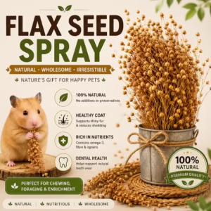 Hamster Flax Seed Spray 50g | Vacuum Packed Natural Foraging Treat | Millet Spray Small Pet Snack | Hamster Gerbil Bird Treat