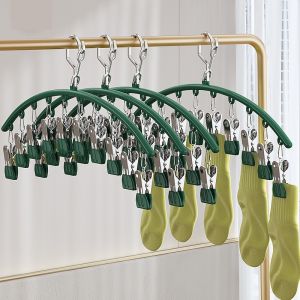 10 Clips Laundry Drying Rack Clothes Hanger with Windproof for Socks Bras Hats
