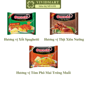 [SET 10 GÓI] - MASAN - Mì khoai tây Omachi 8 vị: Tôm Bò Sườn Riêu Cua Hải sản Spaghetti Phomai trứng muối Xiên nướng (80g - 92g/gói)
