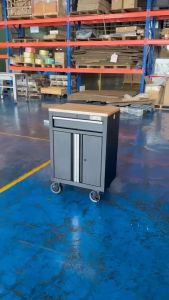 Tủ dụng cụ CSPS 61cm - 01 hộc kéo màu đen bánh xe ván gỗ (tay cầm trắng)