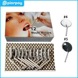 PIORPOY 12Pcs Dental Mouth Mirror Reflector Stainless Steel Cone Socket Intraoral Oral Mirror Dentist Instruments Tools #4#5