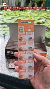 Vỉ 10 viên pin LR41 / AG3 /192 Maxell Alkaline 1.5V chính hãng