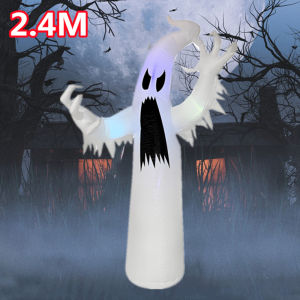 8FT/12FT Halloween Inflatables Colorful White Ghost Build-in LED Lights Outdoor Garden Lawn interest Decoration Props Model