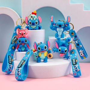 Christmas Stitch KeychainWith antlers and a Christmas hat PVC Keychain Cute Xmas Key Ring for Bag Decor Stocking Stuffers Gift