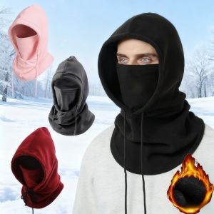 Winter Balaclava Hooded Scarf - Warm Neck Gaiter with Hood for Outdoor Activities Cycling Skiing - Black Pink RedGrey