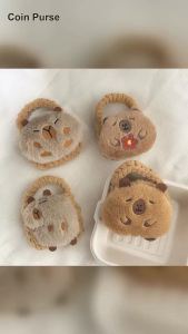 Coin Purse Mini Portable Storage Bag Cute Hand-Knitted Plush Capybara Earphone Case  Cute Backpack Charm Small Hanging Ornament