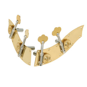 IRIN | Dual Bass Tuning Machines 2-on-a-Plate Gold Brass Machine Heads for 4-String Upright Bass Smooth Geared Tuners with Screws