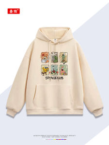 DIEYIN | Cartoon Print Hoodie for Men and Women Cotton Fleece Thin Coat
