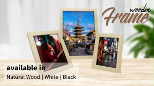 WPS Wooden Frame with stand Natural Wood | White | Black A4 | 7in | 6in