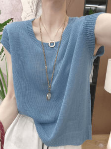 Thin Hollow out Knitted Top Summer 2025 New Design Sensation Small Flying Sleeve Ultra Popular Ice Silk Womens Fashion