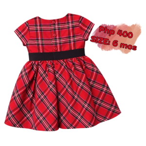 Girls’ Red Plaid Dress | Short Sleeve Kids Dress & Diaper Cover 6mos