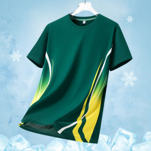 เสื้อยืดแขนสั้นผ้าไหมน้ำแข็งสำหรับผู้ชาย ฤดูร้อน บาง คอกลม แขนสั้น หลวม ไซส์ใหญ่ สำหรับเล่นบาสเก็ตบอล วิ่ง แห้งเร็ว วิ่ง บาสเก็ตบอล