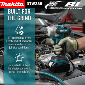 Makita | Makita DTW285 18V Brushless Cordless Impact Wrench 1/2 Inch 280Nm Fastening 400Nm Nut Busting for Car Maintenance