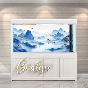 Stiker Background Aquarium Vinyl Premium Tahan Air - Misty Mountain (MM)