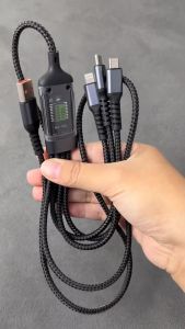 ส่งฟรีส่วนลด สายชาร์จเร็ว 3 in 1 ชนิดชาร์จเร็วสายชาร์จ 6A 100W สายถักไนล่อนสายชาร์จ รองรับ Micro/Type-C/Lightning ทุกรุ่นiPhone