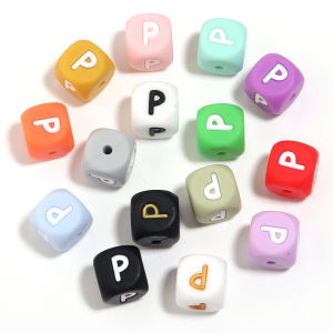 10~26Pcs/Lot 12mm Square Silicone Alphabet Beads Colorful English Letter Loose Beads For DIY Name Bracelet Keychains Accessories