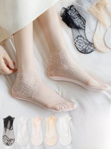 MiiOW | Tất nữ MiiOW Ice Silk không đường may thoáng khí gợi cảm ren nhẹ không rơi gót thấm mồ hôi đế cotton tất ngắn mùa hè