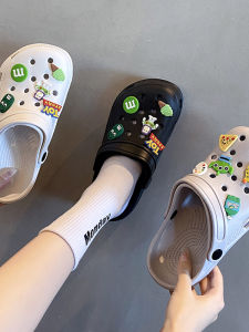 รองเท้าแตะผู้หญิงลายการ์ตูนบันทึกการเดินทางแบบสวมหัวสำหรับใส่ในบ้านและกลางแจ้ง รองเท้าแตะ EVA พื้นแบนกันลื่น