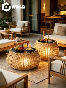 GAOBIGEGE | Waterproof Solar Outdoor Woven Table Light