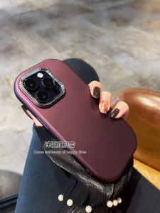 Thickened Frosted Wine Red  17Promax Phone Case Luxury 16Pro 14Pro Protective Cover Elliptical Airbag AntiFall for Women