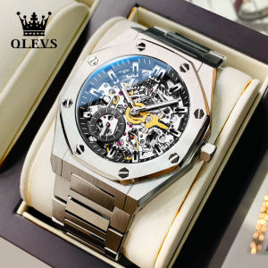 OLEVS | Đồng Hồ Đêm Tự Động Hình Vuông Khung Xương Cho Nam