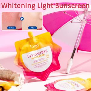 Light Whitening Sunscreen SPF 50 PA++++ Waterproof Non-greasy Fast Absorption Moisturizing Refreshing Even Skin Tone Soothes Skin