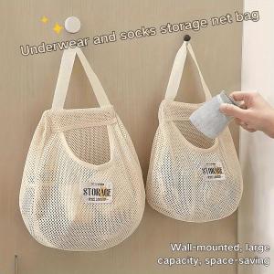 1/2/3pcs Japanese Socks Storage Hanging Bag Wardrobe Hanging Underwear Storage Bag Wall Hanging Dormitory Punching Bag