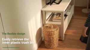 Sọt rác lục bình BLUEZON có lót thùng nhựa ở trong sọt để đồ đa năng đồ để văn phòng tiện dụng