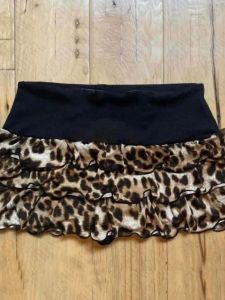 กระโปรงสั้นเอวต่ำลายเสือดาว ผ่าข้าง ผ้าฝ้ายผสม เอวสูง ทรงเอ แขนสั้น ผ่าหน้า สไตล์เกาหลี สำหรับผู้หญิง