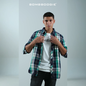 Bombboogie Kemeja Pria Crowded Nm-106757 Green Navy 24209B5NN