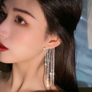 Luxury Shining Zircon Rhinestone Long Tassel Ear Clip Ear Cuff Exquisite Vintage Clip Earring for Women No Pierced Ear Clip