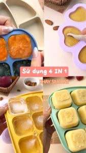 Khay Trữ Đông Đồ Ăn Dặm Khuôn Silicon Làm Bánh Thạch Rau Câu Cho Bé Có Nắp ANBE Hình Gấu Panda