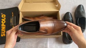 Giày nam da bò công sở SUNPOLO SPH309 (Đen Nâu)