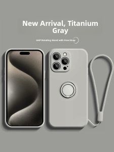 Rotatable Silicone Ring Stand Holder Shockproof Full Cover 15Promax Phone Case 12/13/14 Simple Style 16Pro Popular Xsmax 7/8Plus