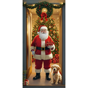 Gingerbread House Holiday Banner Christmas Decoration Cartoon Design Santa Theme for Christmas Party Children Celebration Indoor