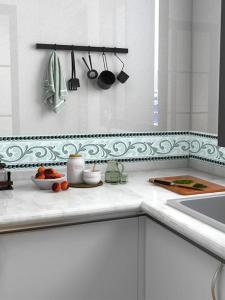 Modern Minimalist PVC Wall Stickers Self Adhesive Waterproof Living Room Tile Decals Kitchen Bathroom Decorative Waistline Strip