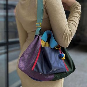 Girls Dumpling Bag Canvas body Shoulder Handbag Foldable Shopping Bag Dopamine Dumpling Bag