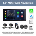 NaviFly 5.5" Motorcycle Screen Wireless CarPlay Motorcycle GPS Navigation Android Auto Moto Multimedia Player Waterproof TPMS BT. 
