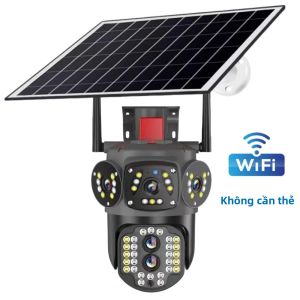 Camera IP Năng Lượng Mặt Trời Không Dây 8MP 4K Ngoài Trời Hai Ống Kính Wifi V380 Pro Camera An Ninh CCTV Với Tầm Nhìn Ban Đêm PIR Và Âm Thanh Hai Chiều