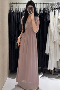 QFN | Purple Gentle V-neck Dress Slim Fit