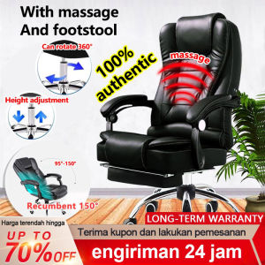 Kursi kulit kantor Gaming Eksekutif Tinggi Kembali Ergonomis Kursi Kantor Ergonomis Pijatan Tugas Berat Kursi Berbaring Sandaran kaki Teleskopik yang Nyaman