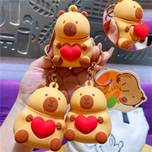 Creative Cute Cartoon Keychain Heart Shape Stress Relief Piglet Toy Keyring Pendant Cultural Creative Silicone Hardware Material