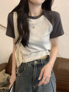 Duofei Yan American Style Color Block Sleeveless T-Shirt for Women Casual Minimalist Design Loose Fit Short Sleeve Work Clothing