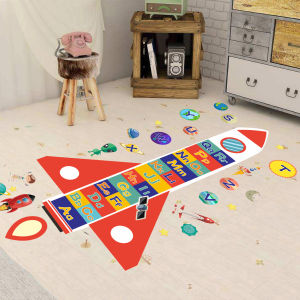 Modern Simple Style Waterproof Anti-Bacterial Rocket Jump House Outdoor Wall Stickers Educational Game for Childrens Room