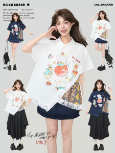 KEIKO | Circus Series Print Short Sleeve Summer New Design Tassels Shirt